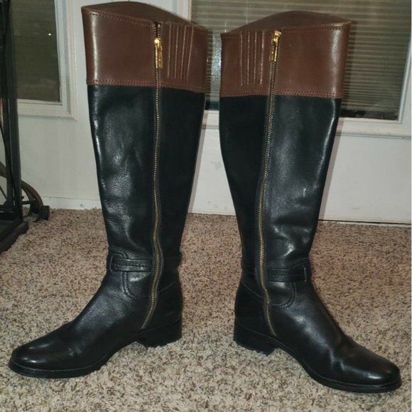 Michael Kors Stockard Tall Black and Brown Boots - Picture 5 of 6